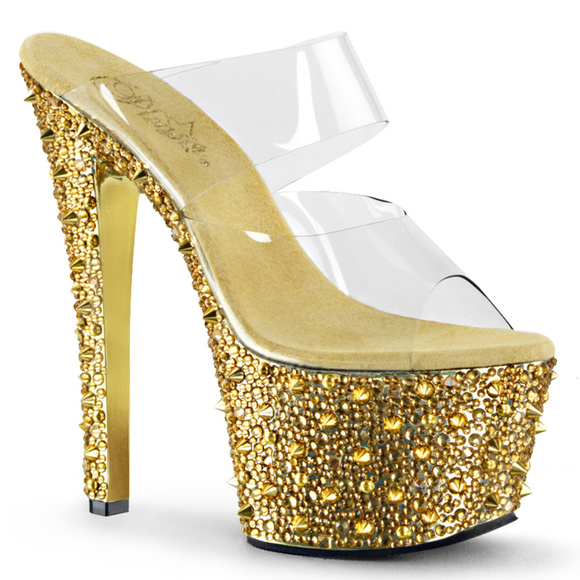 Rhinestone Spike Platform Stripper High Heel Shoes